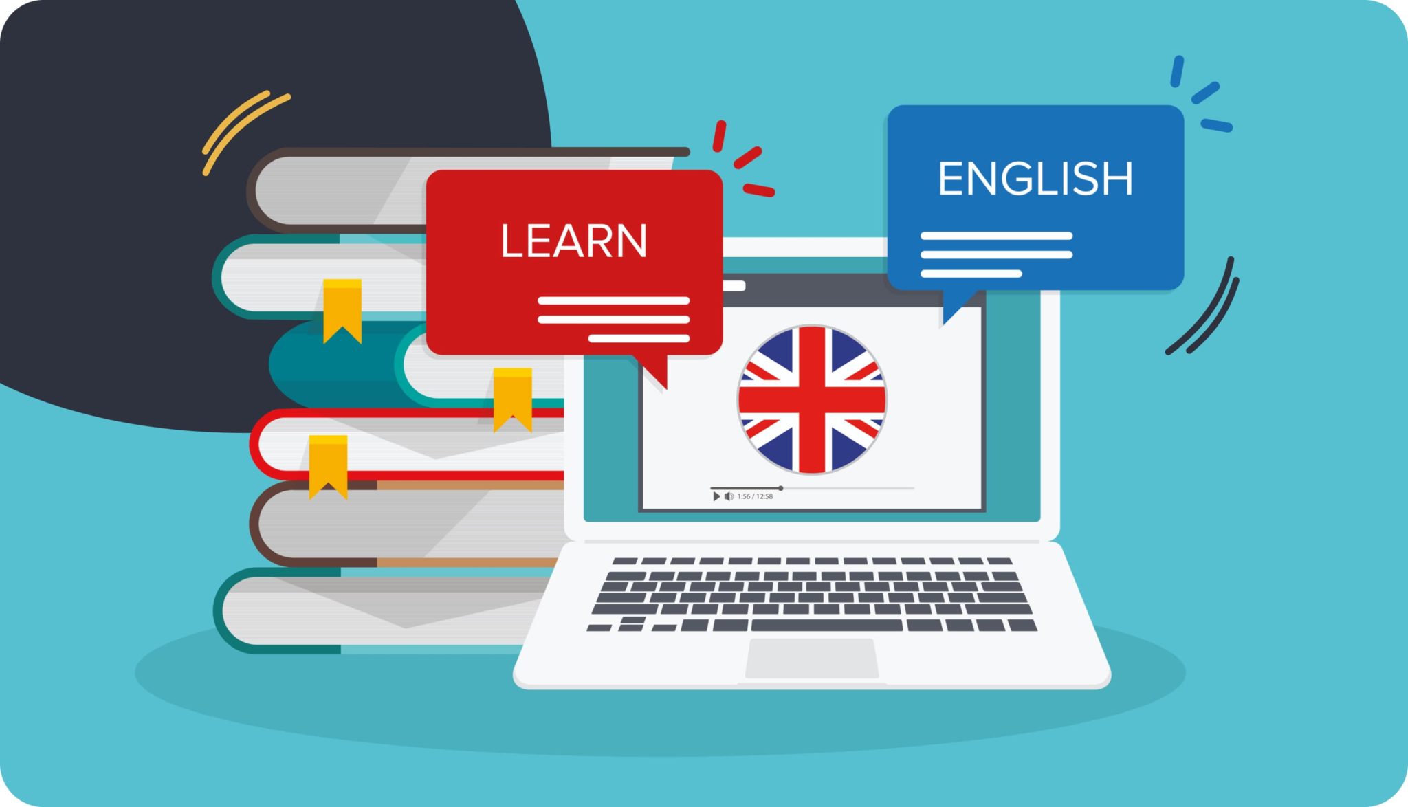 computer con bandiera inglese