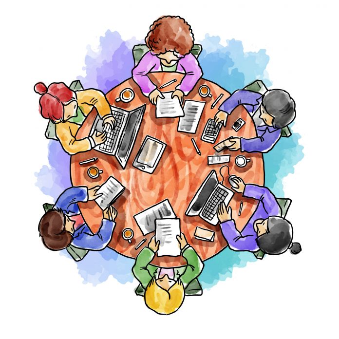 Studenti alla scrivania col computer