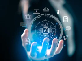 mano che regge infografica con AI