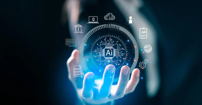 mano che regge infografica con AI