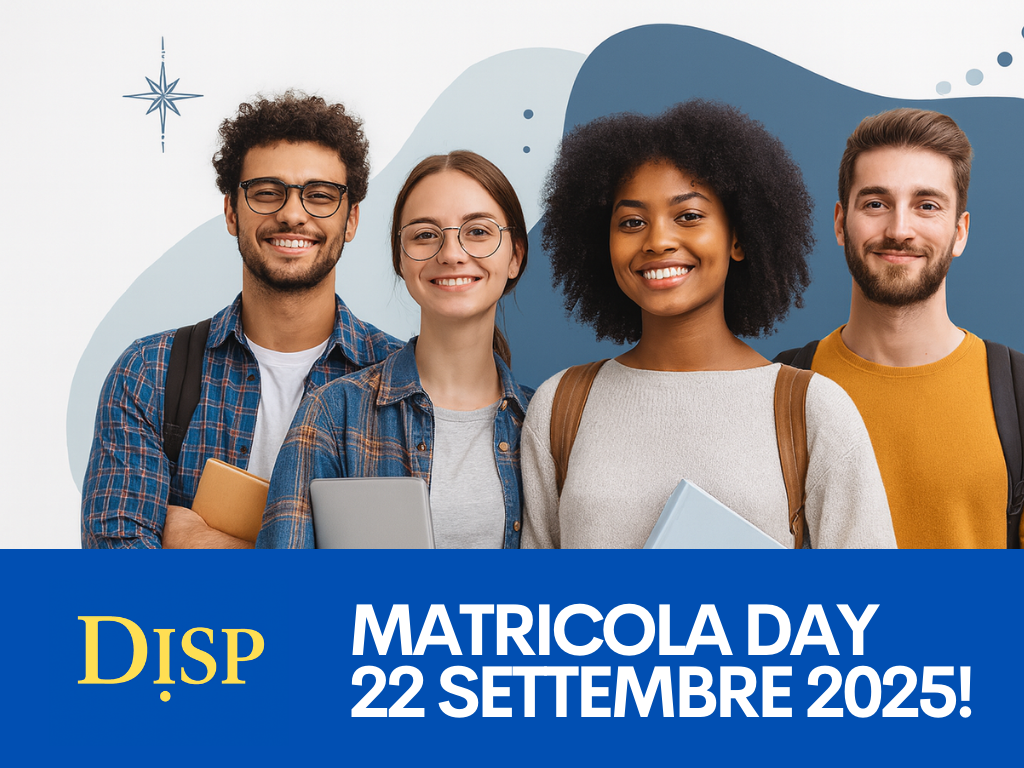 Studenti universitari sorridono e posano per una foto promozionale del "Matricole Day".